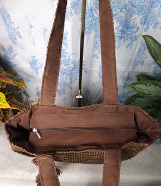 Borsa shopper in rafia marrone grande