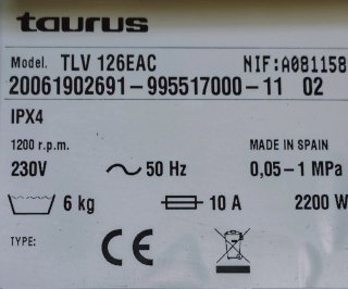 Lavadora Taurus 6 Kg