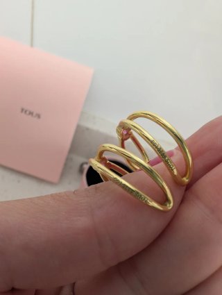 Pendientes Tous Aro Baño Oro 18kt Plata Rubí