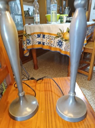 Juego 2 Lámparas Mesa Cristal Metal