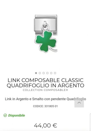 Bracciale Nomination Charm Cuore e Quadrifoglio