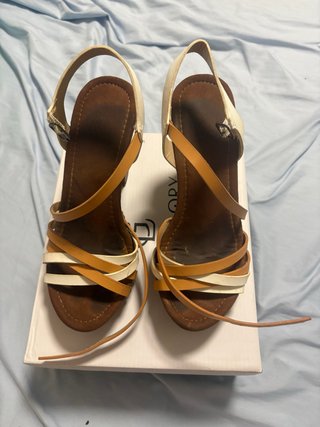 Zuecos sandalias tiras bicolor