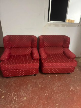 2 Sillones Grandes Rojos Antiguos