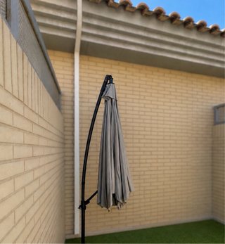 Sombrilla de exterior beige 3x3