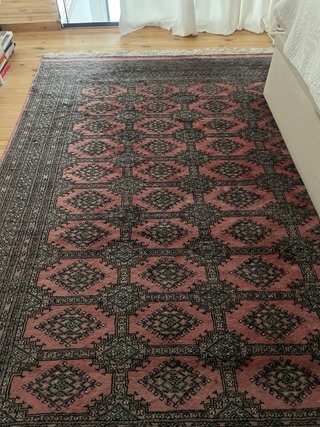 Alfombra Persa Rosa y Gris Hecha a Mano