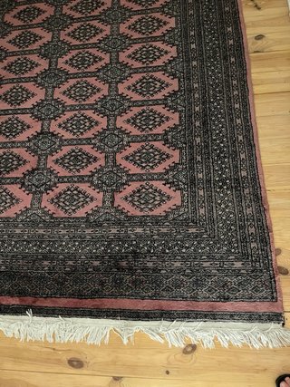 Alfombra Persa Rosa y Gris Hecha a Mano