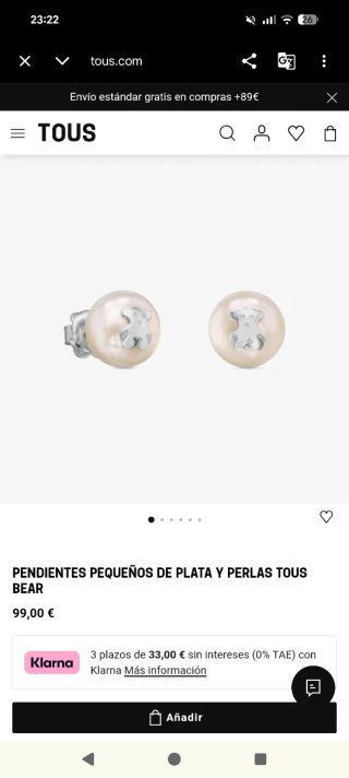 Pendientes Tous Perla Oso Plata
