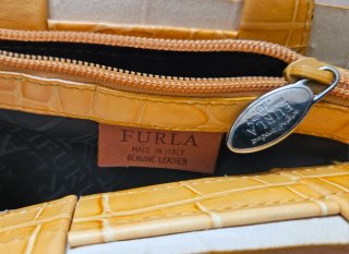 Bolso Furla Piel Croco Mostaza