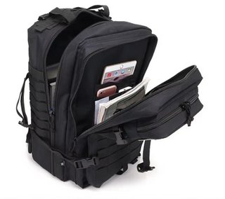 Mochila Táctica 50L Negra + 2 Parches