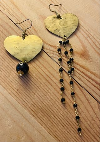 Orecchini Cuore Oro Nero