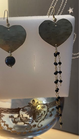 Orecchini Cuore Oro Nero