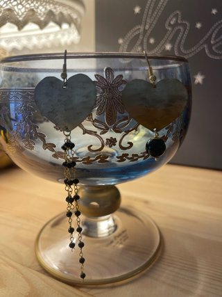 Orecchini Cuore Oro Nero
