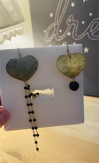 Orecchini Cuore Oro Nero