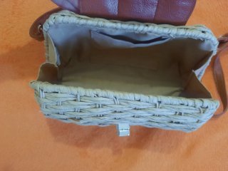 Bolso de rafia mujer beige y marrón