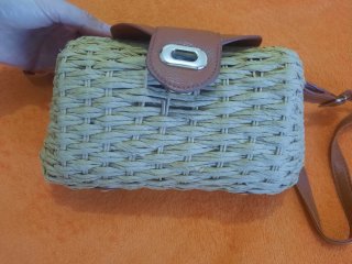 Bolso de rafia mujer beige y marrón