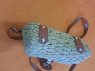 Bolso de rafia mujer beige y marrón