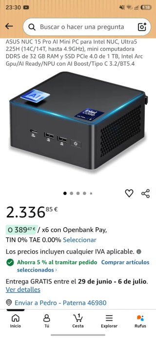 Mini PC ASUS NUC 15 Pro AI Ultra 5 32gb + 1TB