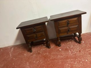 2 Mesitas de Noche Antiguas Madera