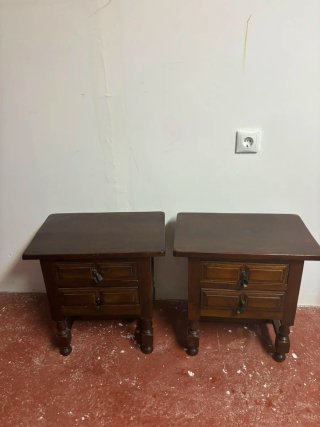 2 Mesitas de Noche Antiguas Madera