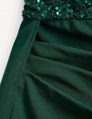 Vestido largo elegante verde con lentejuelas