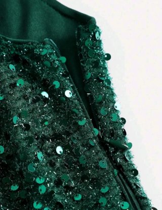 Vestido largo elegante verde con lentejuelas