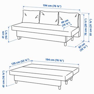 Sofá-Cama Ikea 3 Plazas Gris Oscuro