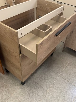 Mueble de baño madera y cristal