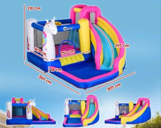 Hinchable Unicornio con Piscina y Tobogán