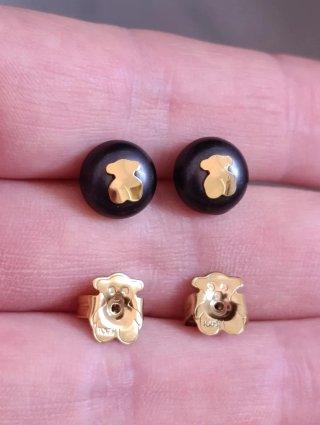 Pendientes Tous Oso Negro y Dorado