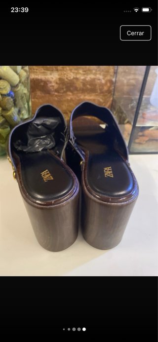 Sandalias Zara Talla 39 Cocodrilo Marrón