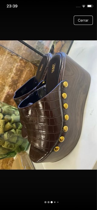 Sandalias Zara Talla 39 Cocodrilo Marrón