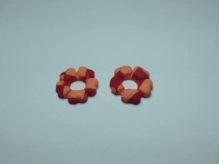 Pendientes Flor Cuadros Rojo Naranja