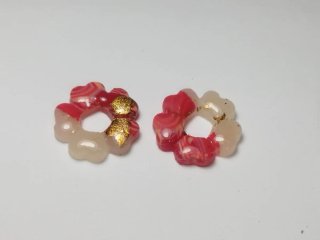 Pendientes Flor Cuadros Rojo Naranja
