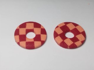 Pendientes Flor Cuadros Rojo Naranja