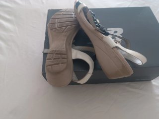 Sandalias mujer flores azul y blanco