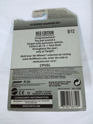 Hot Wheels 2017, 2015 Dodge Charger SRT red editio