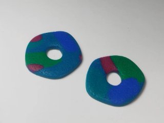 Pendientes Flor Azul, Verde, Rosa
