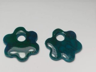 Pendientes Flor Azul, Verde, Rosa