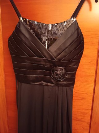 Vestido fiesta negro tirantes lentejuelas
