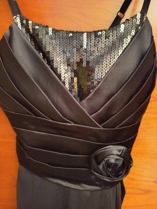 Vestido fiesta negro tirantes lentejuelas