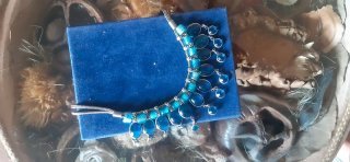 Collana etnica vetro blu e metallo