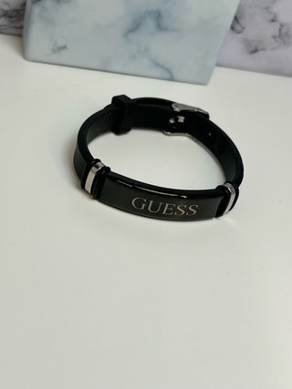Pulsera Guess Negra y Plateada