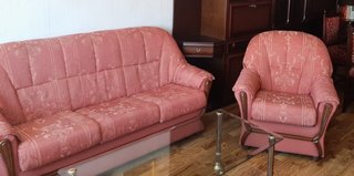 Conjunto Sofá y Sillón Vintage Tapizado