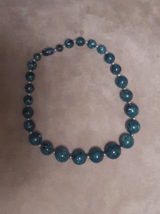 Collana vintage sfere grandi verde petrolio