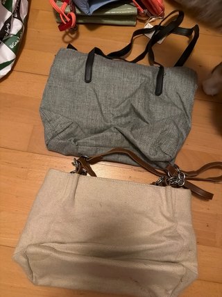 Bolso grande beige y gris