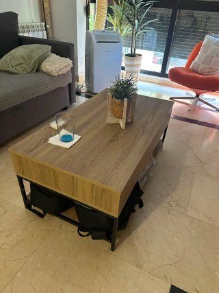 Mesa centro elevable estilo industrial 100x55