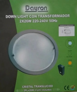 Foco Downlight Dayron 2x26W con transformador