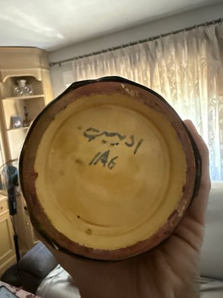Jarrón Cerámica Marroquí Artesanal con Metal