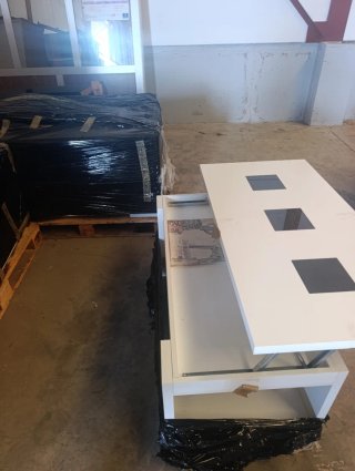 Mesa comedor, sillas y mesa centro madera/cristal