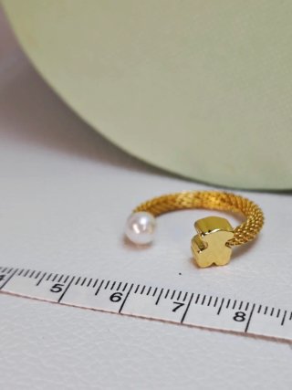 Anillo Oso Acero Dorado Ajustable
